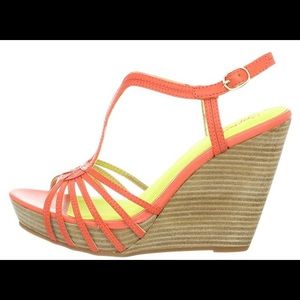 Seychelles Melon Leather Gale Force Wedge Sandals